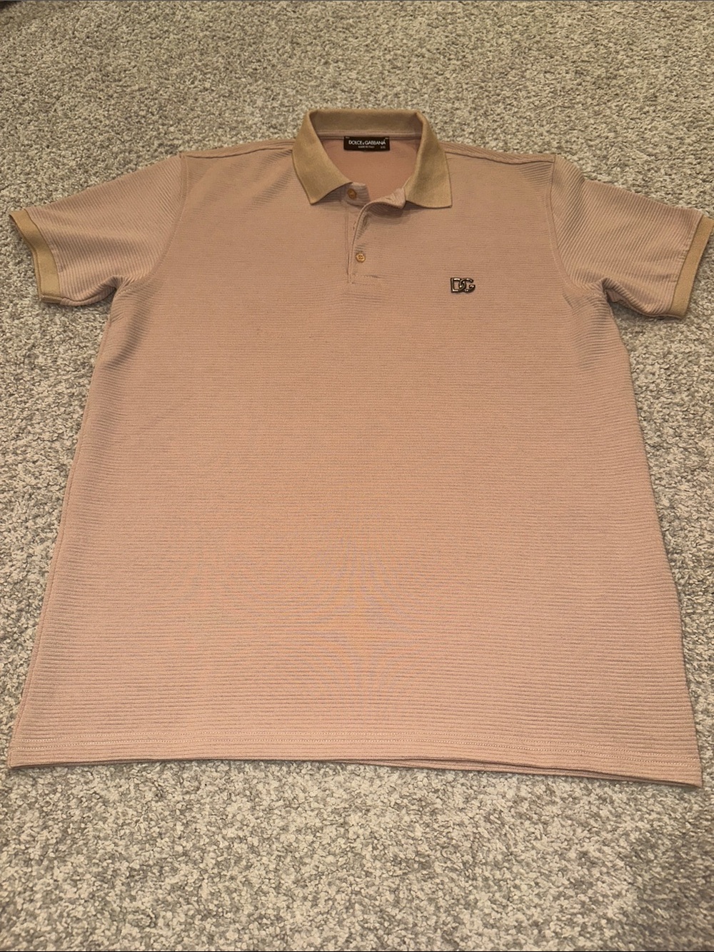 Dolce & Gabbana Men's Beige and Tan Polo Shirt